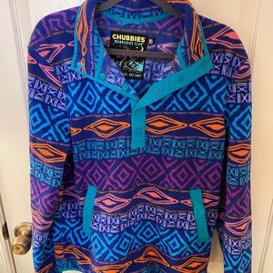 Chubbies Wanderers Club 1/4 Snap Fleece Pullover Men's Size Small Zip Pocket